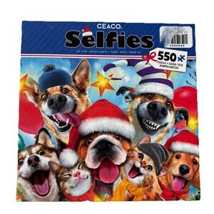 Selfies Jigsaw Puzzle 550 Piece Cats And Dogs Santa Hats Scarves Christmas New